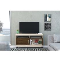 Rack Para Sala Artur Para TV até 50 Polegadas Com Rodízios 1 Porta Cor Off White e Savana - Madetec Móveis