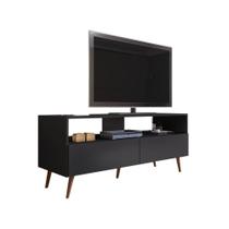 Rack Para Sala Bancada De Tv 55 Pol 136cm Pés Retrô Billy Preto M12 - D'rossi Rack Para Sala Bancada De Tv 55 Pol 136cm Pés Retrô Billy Preto M12 - D'rossi