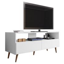Rack para Sala Bancada de TV 55 Pol 136cm Pés Retrô Senna M24 Branco - Mpozenato