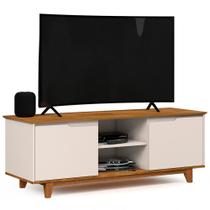 Rack para Sala Bancada de TV 55 Pol 139cm Flow Off White/Freijó - EJ Móveis