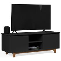 Rack para Sala Bancada de TV 55 Pol 139cm Flow Preto - EJ Móveis