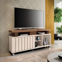 Rack para Sala Bancada de TV 70 Pol 136cm Sora 1.3 Off White/Castanho H01 - D'Rossi