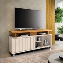 Rack para Sala Bancada de TV 70 Pol 136cm Sora 1.3 Off White/Cinamomo H01 - D'Rossi