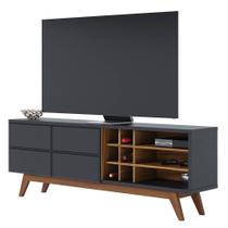 Rack Para Sala Bancada De Tv 70 Pol. 180cm Norena C05 Preto Fosco/noce Milano - Mpozenato