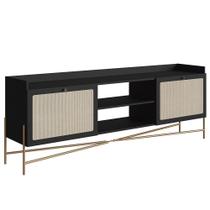 Rack Para Sala Bancada de TV 70 Pol Pé Metal Arlo Nero/Dourado - Mpozenato