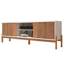 Rack para Sala Bancada de Tv 72 Pol Ripado 184cm Tannen Freijó/Off White - Caemmun