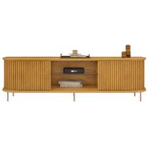 Rack Para Sala Bancada de TV 75 Pol 218cm Ripado World D04 Cedro - Mpozenato Rack Para Sala Bancada de TV 75 Pol 218cm Ripado World D04 Cedro - Mpozenato