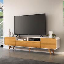 Rack para Sala Bancada de TV 85 Pol 220cm Alissa Off White/Cinamomo H01 - D'Rossi