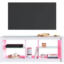 Rack Para Sala Branco Tv Até 55" Led Rgb Prateleiras Vidro Estante Para Tv Estilo Gamer Prodecor Rack Para Sala Branco Tv Até 55" Led Rgb Prateleiras Vidro Estante Para Tv Estilo Gamer Prodecor
