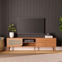 Rack para Sala c/ Pés em Madeira 2,20m 2 Gavetas 100% MDF