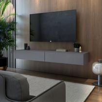 rack para sala com 2 gavetas suspenso de parede para tv até 50 polegadas