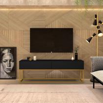 Rack Para Sala Com Gavetas Base Dourado TV até 50 Polegadas
