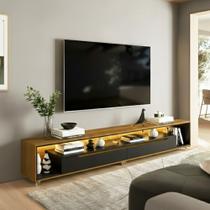 Rack para Sala com Led e Rodízios P/Tv 70 Polegadas 220cm Loop - Olivar Móveis Rack para Sala com Led e Rodízios P/Tv 70 Polegadas 220cm Loop - Olivar Móveis