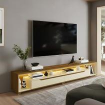 Rack para Sala com Led e Rodízios P/Tv 70 Polegadas 220cm Loop - Olivar Móveis