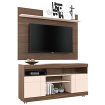 Rack Para Sala Com Painel Para Tv 55 Pol Raya C04 Nogueira Real Off White - Lyam Decor Rack Para Sala Com Painel Para Tv 55 Pol Raya C04 Nogueira Real Off White - Lyam Decor