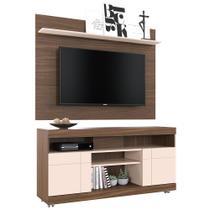 Rack Para Sala com Painel Para TV 55 Pol Raya C04 Nogueira Real Off White - Lyam Decor