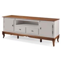 Rack para Sala com Pés Luis XV 2 Gavetas 2 Portas de Madeira e Nicho 60503M Linz Móveis