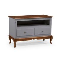 Rack para Sala com Pés Luis XV 2 Gavetas e Nicho 60502 Linz Móveis - Cinza/Imbuia Glazer Rack para Sala com Pés Luis XV 2 Gavetas e Nicho 60502 Linz Móveis - Cinza/Imbuia Glazer