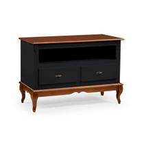 Rack para Sala com Pés Luis XV 2 Gavetas e Nicho 60502 Linz Móveis - Preto/Imbuia Glazer Rack para Sala com Pés Luis XV 2 Gavetas e Nicho 60502 Linz Móveis - Preto/Imbuia Glazer