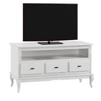 Rack para Sala com Pés Luis XV 3 Gavetas e Nicho 60501 Linz Móveis - Branco Rack para Sala com Pés Luis XV 3 Gavetas e Nicho 60501 Linz Móveis - Branco