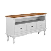 Rack para Sala com Pés Luis XV 3 Gavetas e Nicho - Branco laca com tampo Imbuia Glazer Rack para Sala com Pés Luis XV 3 Gavetas e Nicho - Branco laca com tampo Imbuia Glazer