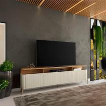 Rack para Sala com Portas Brise 180cm Pés em Metal 100% MDF