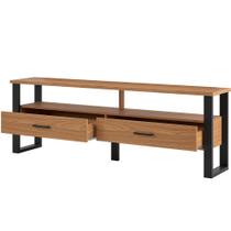 Rack Para Sala De Estar 02 Gavetas 01 Prateleira Olivy D03 180 Cm Freijó Preto Fosco - Lyam Decor