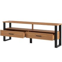 Rack Para Sala De Estar 02 Gavetas 01 Prateleira Olivy D03 180 Cm Freijó Preto Fosco - Lyam Decor