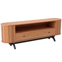 Rack Para Sala De Estar 60 Pol Orgânico 180cm Penina D03 Freijó Preto Fosco - Lyam Decor Rack Para Sala De Estar 60 Pol Orgânico 180cm Penina D03 Freijó Preto Fosco - Lyam Decor