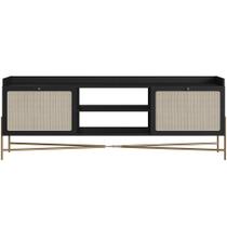 Rack Para Sala De Estar 65 Pol 183cm Industrial Indy A03 Nero Dourado