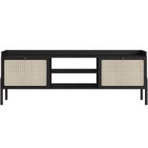 Rack Para Sala De Estar 65 Pol 183cm Pés Madeira Moss A03 Nero Preto Rack Para Sala De Estar 65 Pol 183cm Pés Madeira Moss A03 Nero Preto