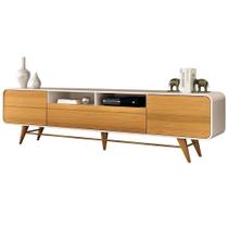 Rack Para Sala De Estar 85 Pol Orgânico 220cm Erah B01 Off White Cinamomo - Lyam Decor