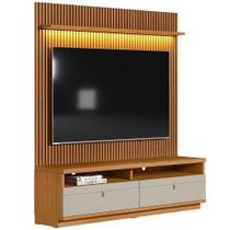 Rack Para Sala De Estar Com Painel Ripado Para 75 Pol Orizon L05 Nature Off White - Lyam Decor