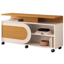 Rack Para Sala de Estar TV 55 Pol Com Rodízios Batel B01 Cinamomo Off White - Lyam Decor