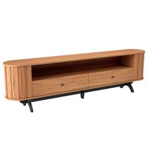 Rack Para Sala de Estar TV 60 Pol Orgânico 220cm Penina D03 Freijó Preto Fosco - Lyam Decor