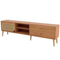 Rack Para Sala de Estar TV 60 Pol Porta Tela Natural 220cm Core D03 Freijó - Lyam Decor Rack Para Sala de Estar TV 60 Pol Porta Tela Natural 220cm Core D03 Freijó - Lyam Decor