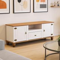 Rack Para Sala de Estar TV 65 Pol 2 Portas 1 Gaveta 150cm Alegra S05 Off White Nogueira - Lyam Decor Rack Para Sala de Estar TV 65 Pol 2 Portas 1 Gaveta 150cm Alegra S05 Off White Nogueira - Lyam Decor