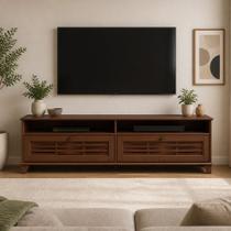 Rack Para Sala de Estar TV 65 Pol 2 Portas 180cm Madeira Maciça Aton S05 Ipê - Lyam Decor Rack Para Sala de Estar TV 65 Pol 2 Portas 180cm Madeira Maciça Aton S05 Ipê - Lyam Decor
