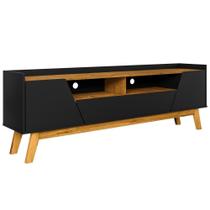 Rack Para Sala De Estar Tv 70 Pol 180cm Morello B02 Preto Fosco Naturalle - Lyam Decor