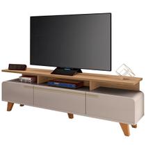 Rack Para Sala de Estar TV 70 Pol 200cm Émile B01 Off White Freijó - Lyam Decor Rack Para Sala de Estar TV 70 Pol 200cm Émile B01 Off White Freijó - Lyam Decor