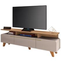 Rack Para Sala de Estar TV 70 Pol 200cm Émile B01 Off White Freijó - Lyam Decor