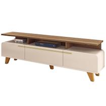 Rack Para Sala de Estar TV 70 Pol Orgânico 200cm Émile B01 Off White Castanho - Lyam Decor