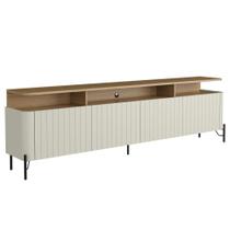 Rack Para Sala de Estar TV 75 Pol 4 Portas Brise 180cm Pés Preto Clio I03 Louro Luna - Lyam Rack Para Sala de Estar TV 75 Pol 4 Portas Brise 180cm Pés Preto Clio I03 Louro Luna - Lyam