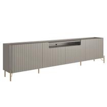 Rack Para Sala de Estar TV 75 Pol 4 Portas Brise Pés Industrial Dourado Alef I03 Grigio - Lyam Decor