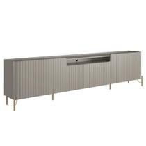 Rack Para Sala de Estar TV 75 Pol 4 Portas Brise Pés Industrial Dourado Alef I03 Grigio - Lyam Decor