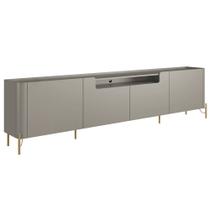 Rack Para Sala de Estar TV 75 Pol 4 Portas Pés Industrial Dourado Alef I03 Grigio - Lyam Decor Rack Para Sala de Estar TV 75 Pol 4 Portas Pés Industrial Dourado Alef I03 Grigio - Lyam Decor