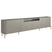 Rack Para Sala de Estar TV 75 Pol 4 Portas Pés Industrial Dourado Alef I03 Grigio - Lyam Decor