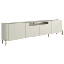 Rack Para Sala de Estar TV 75 Pol 4 Portas Pés Industrial Dourado Alef I03 Luna - Lyam Decor