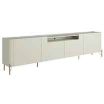 Rack Para Sala de Estar TV 75 Pol 4 Portas Pés Industrial Dourado Alef I03 Luna - Lyam Decor