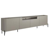 Rack Para Sala de Estar TV 75 Pol 4 Portas Pés Industrial Preto Alef I03 Grigio - Lyam Decor